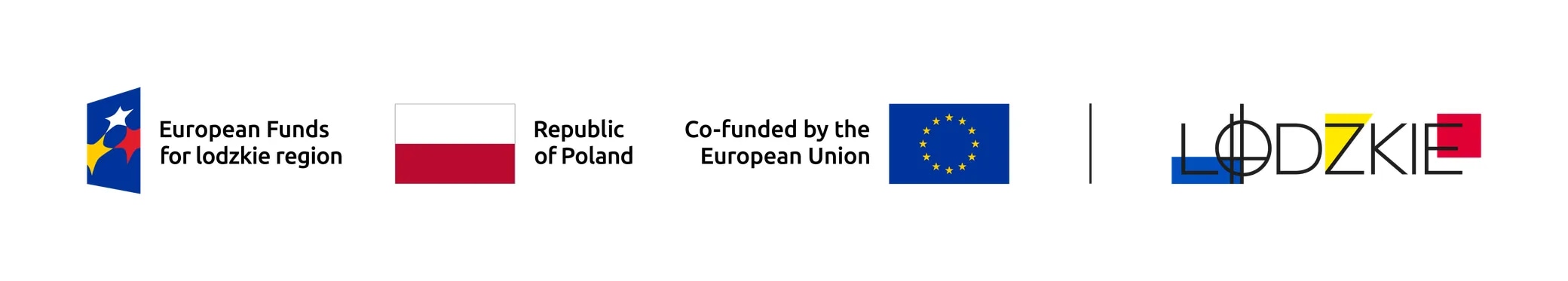 Logos: European Funds for Łódzkie, Republic of Poland, Co-funded by the European Union, Łódzkie Region